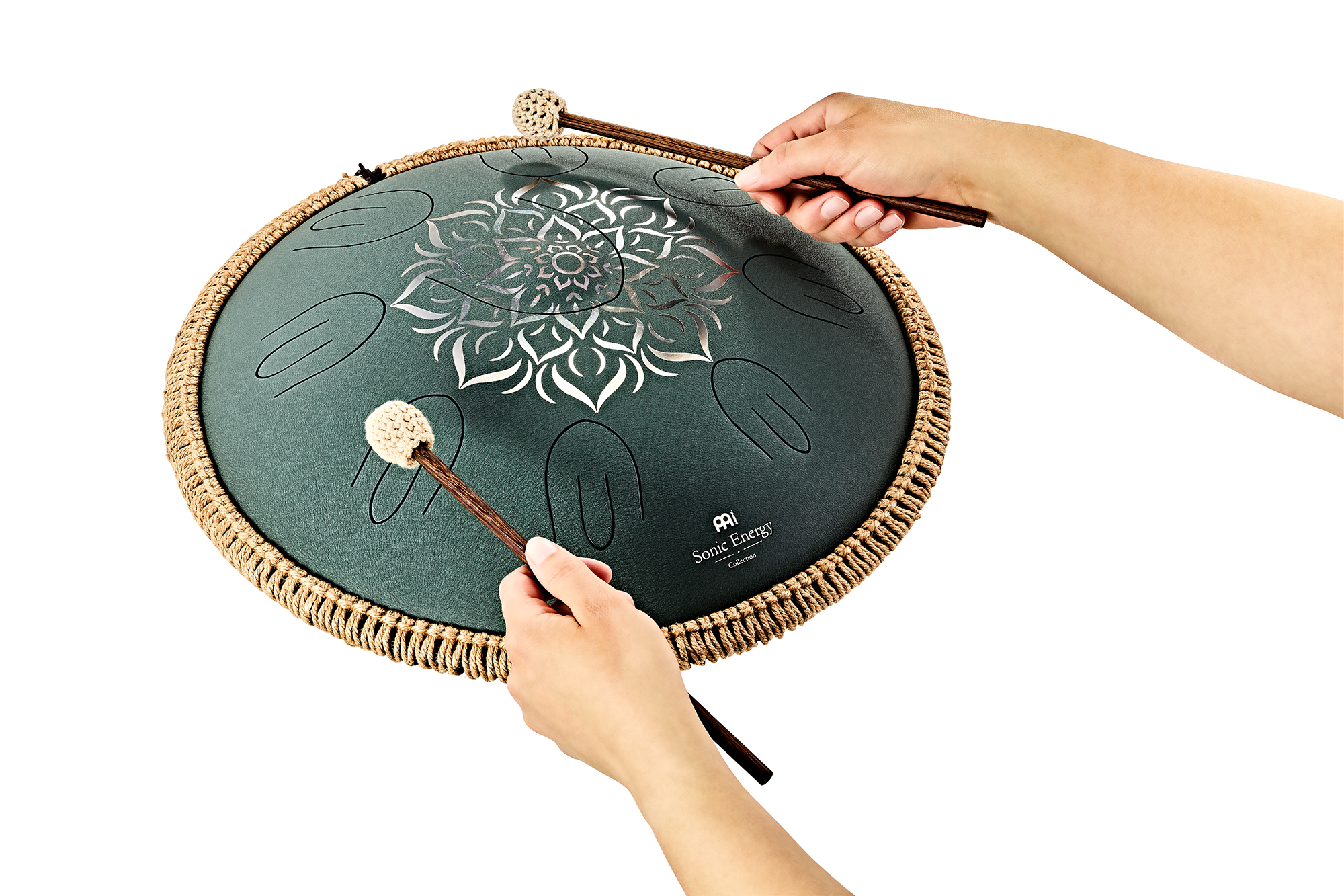 OSTD3DGE Octave Steel Tongue Drum F Dur Dunkelgrün 16" 432Hz