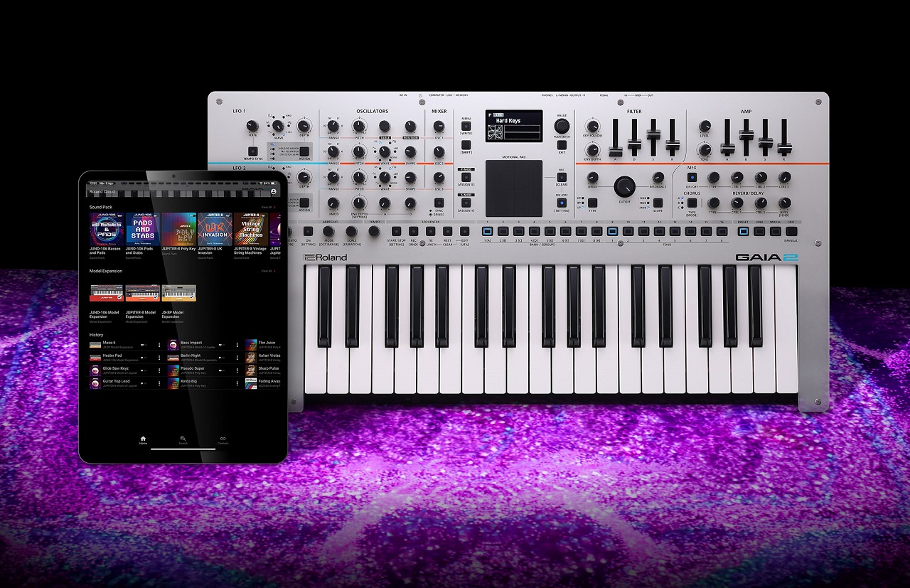 Live-tauglicher Synthesizer mit Motion Sequencer und Kompatibilität mit Roland Cloud und Software-Plug-ins über USB