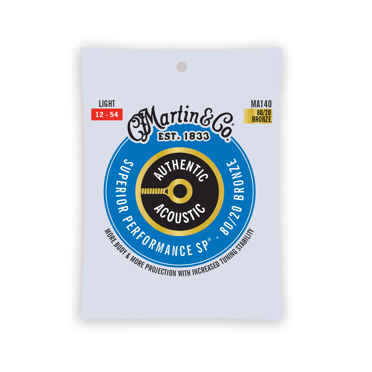 MA140  Authentic Acoustic SP® Guitar Strings 12-54, Light, 80/20