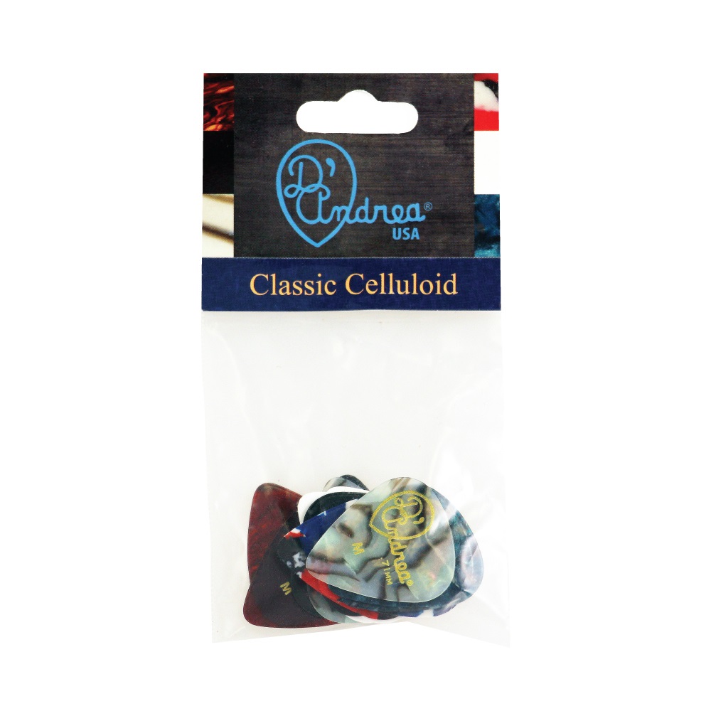 Classic Celluloid Picks - 351 Shape (TCC351 .71MD), 12 pcs Assorted Pick Pack, 0.71 mm