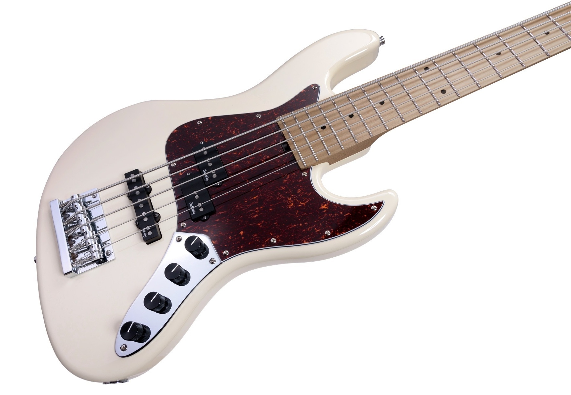 MetroExpress 21-Fret Hybrid P/J Bass, Roasted Maple Fingerboard, 5-String - Solid Olympic White High