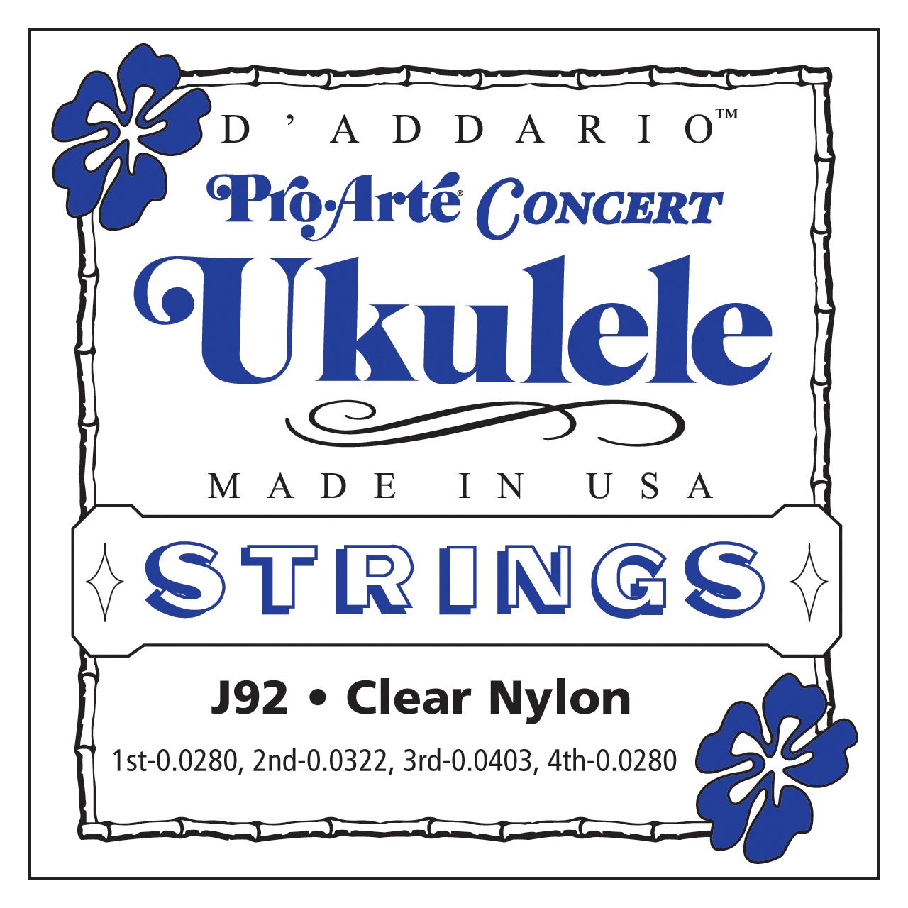 J92 Black Nylon Concert Ukulele Satz 028-028