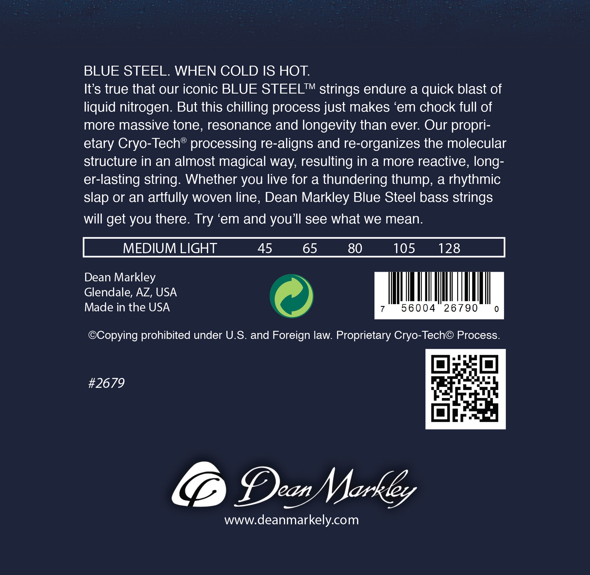 Blue Steel - 2679 - Electric Bass String Set, Stainless Steel, 5-String, Medium Light, .045-.128