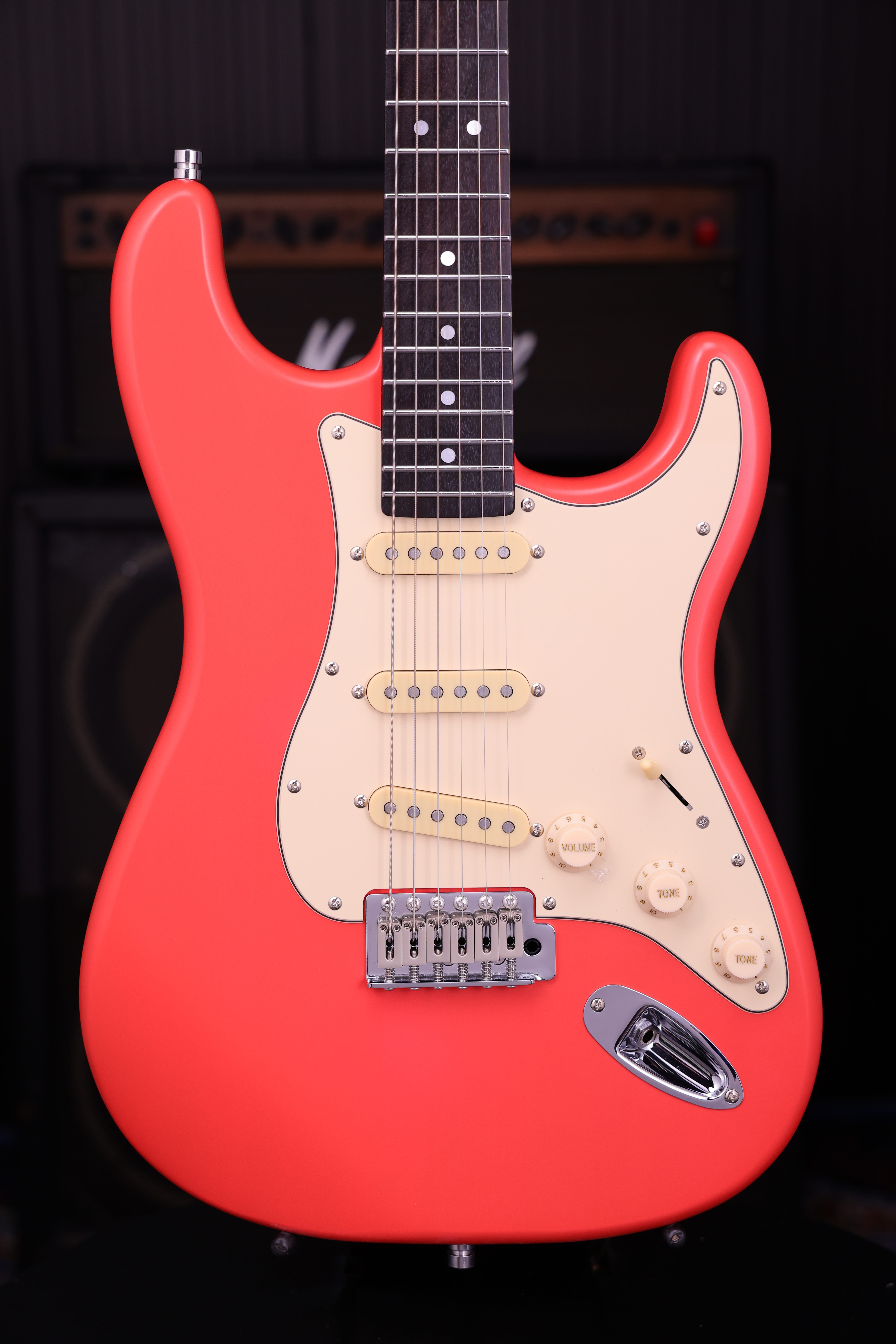 PS-3 Fiesta Red SSS ST-Style E-Gitarre