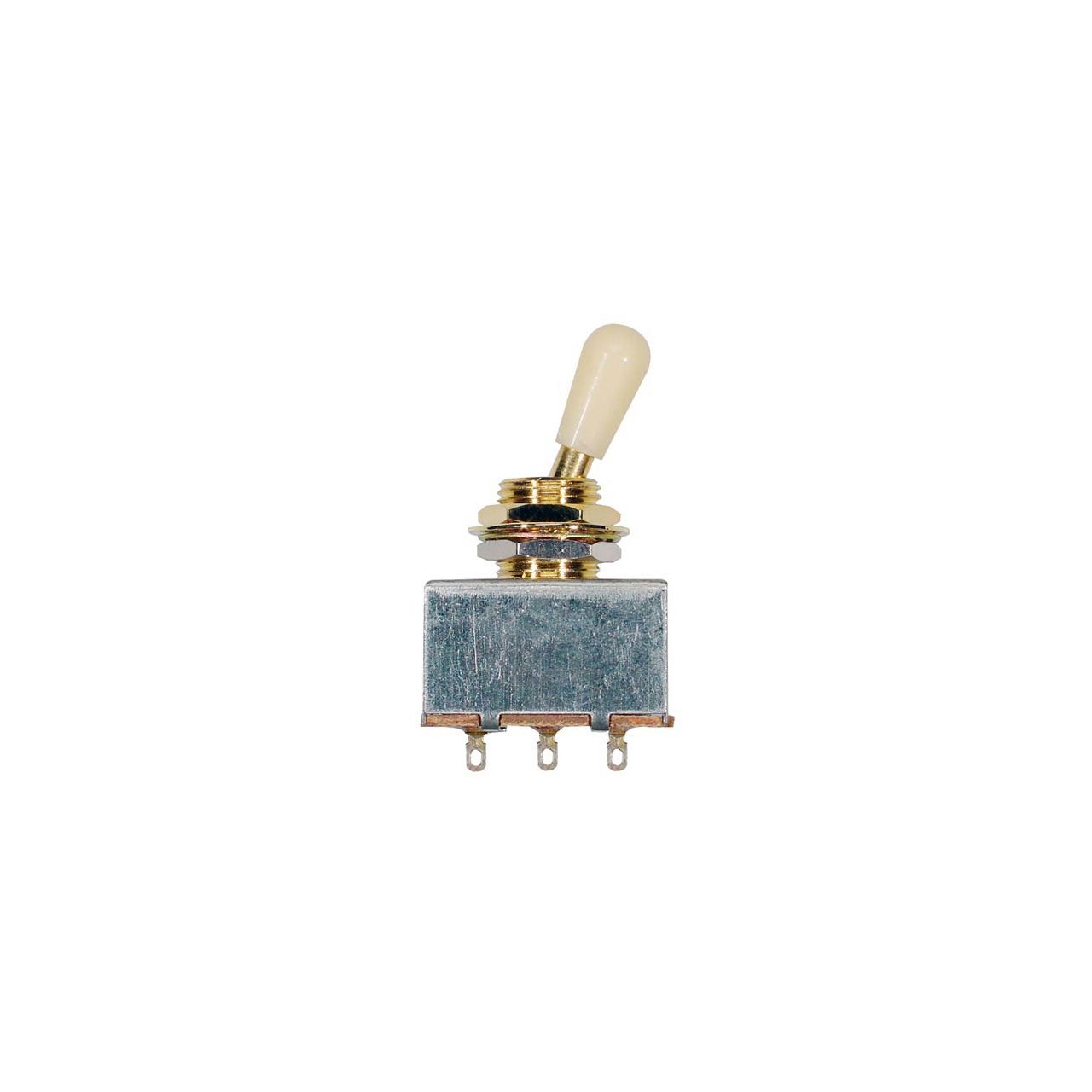 Toggle Switch, 3-Weg-Schalter, gold, geschlossen, ivory Knopf