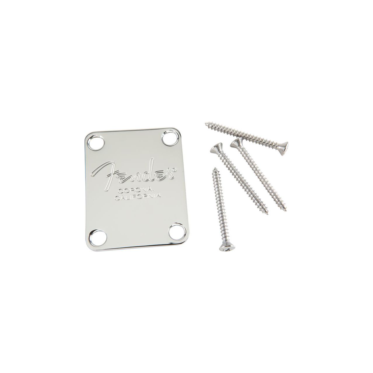 4-Bolt American Series Bass Neck Plate with "Fender® Corona" Stamp (Chrome)