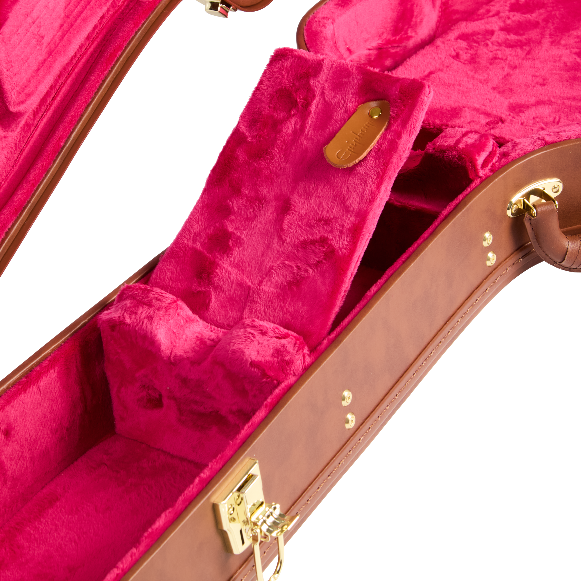 Geöffnetes Hardshell-Case mit Back to the Future Grafik und roter Gitarre