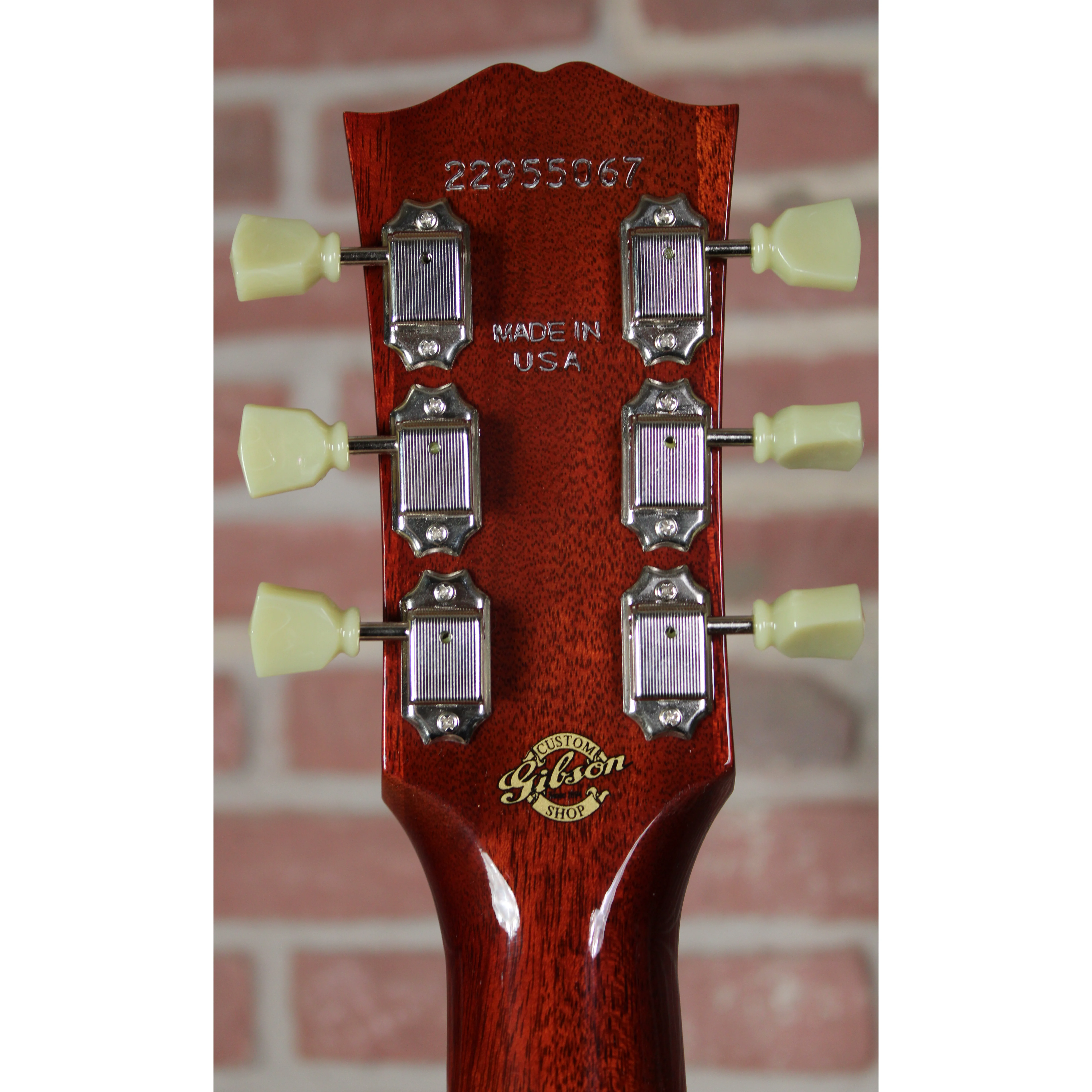 Gibson Custom M2M LG-2 Western Autumnburst Kopf Rückseite mit Schrauben der Mechaniken