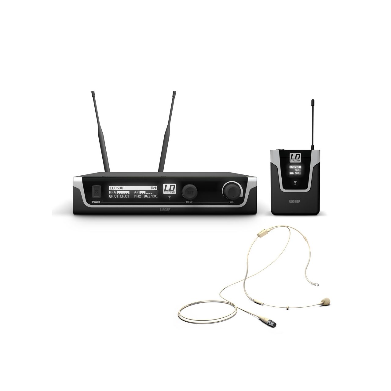 U508 BPHH - Funkmikrofon System mit Bodypack und Headset hautfarben