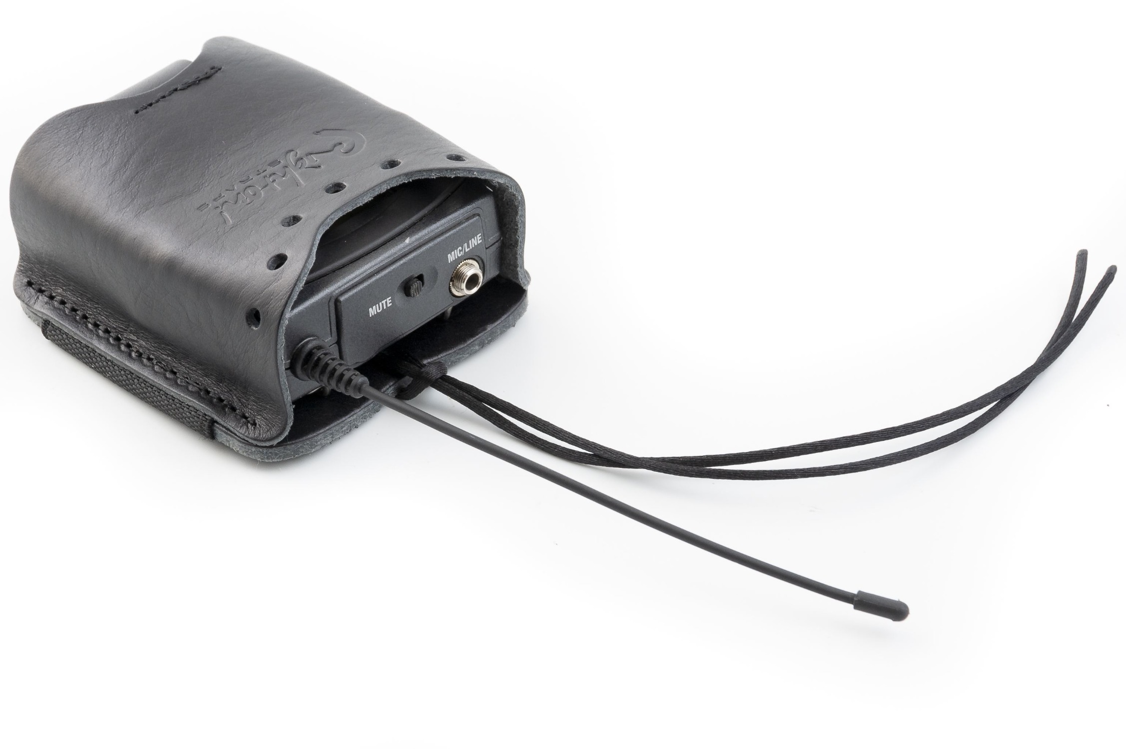 Wireless Pocket In-Ear transmitter Leather-Pouch Black