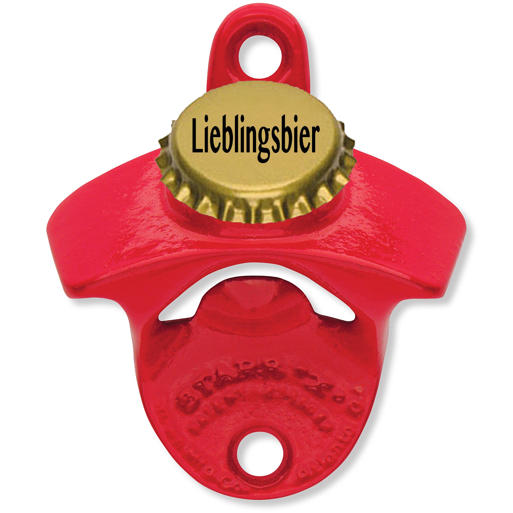 Wandflaschenöffner mit Magnet für Kronkorken vom Lieblingsbier, Rot