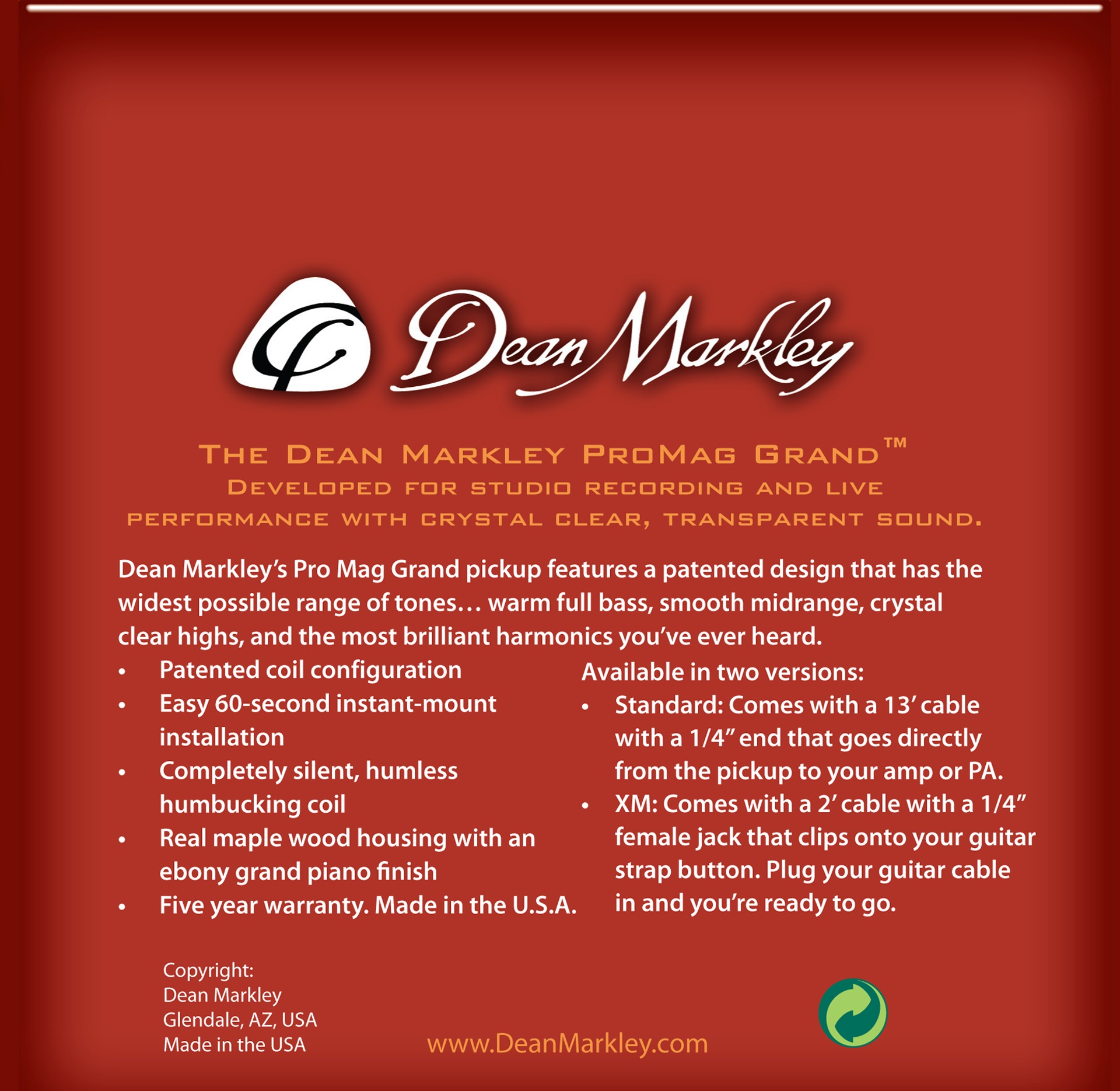 ProMag Grand Pickup APU 3015 Acoustic Soundhole Humbucker