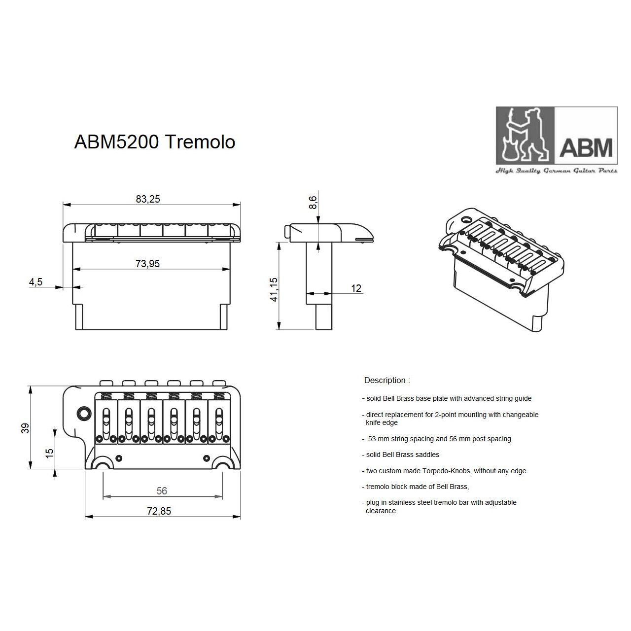 5200c Modern 2-Point Tremolo, chrom