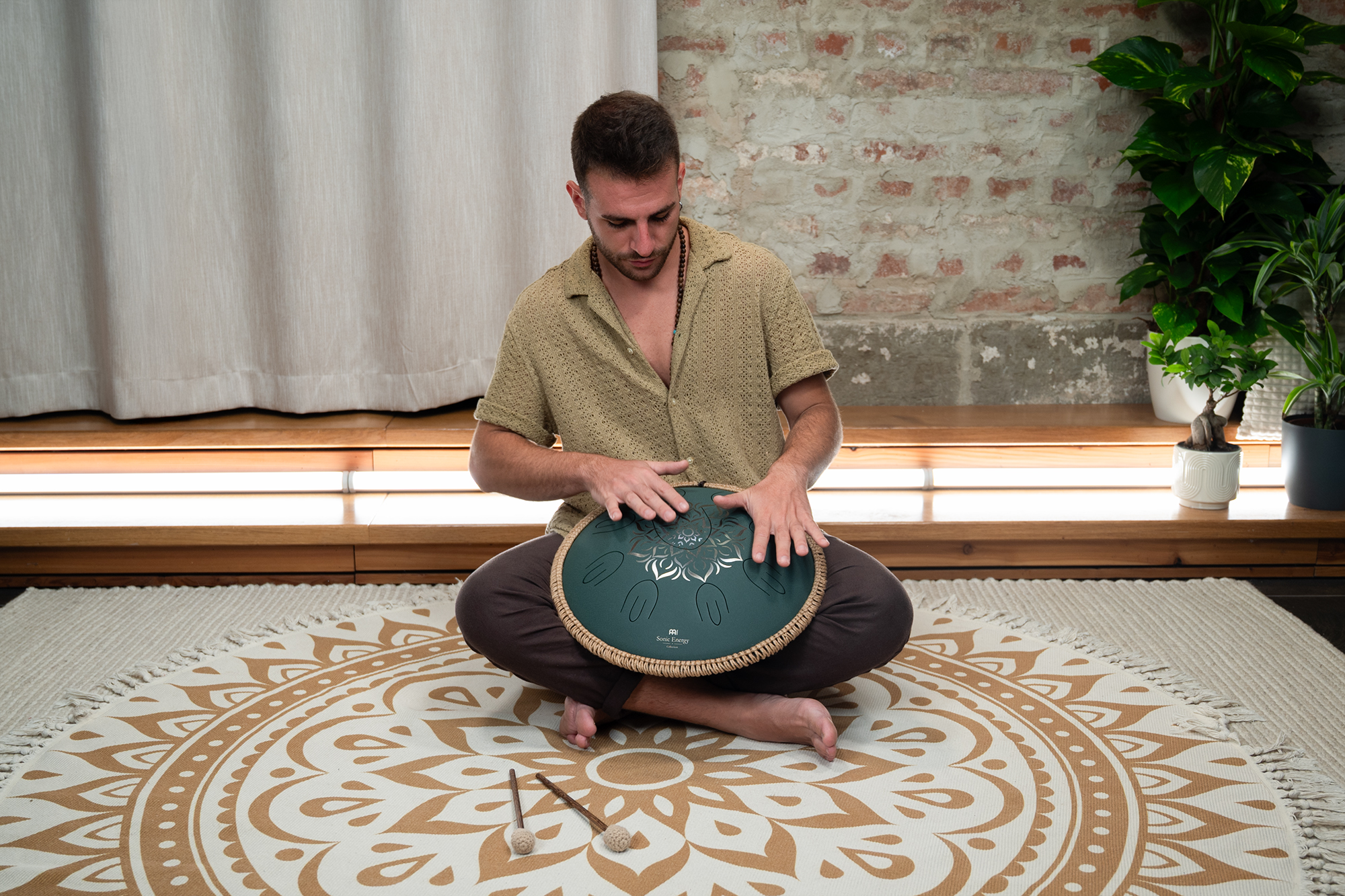 OSTD4DGE Octave Steel Tongue Drum Fis Moll Dunkelgrün 16" 432Hz