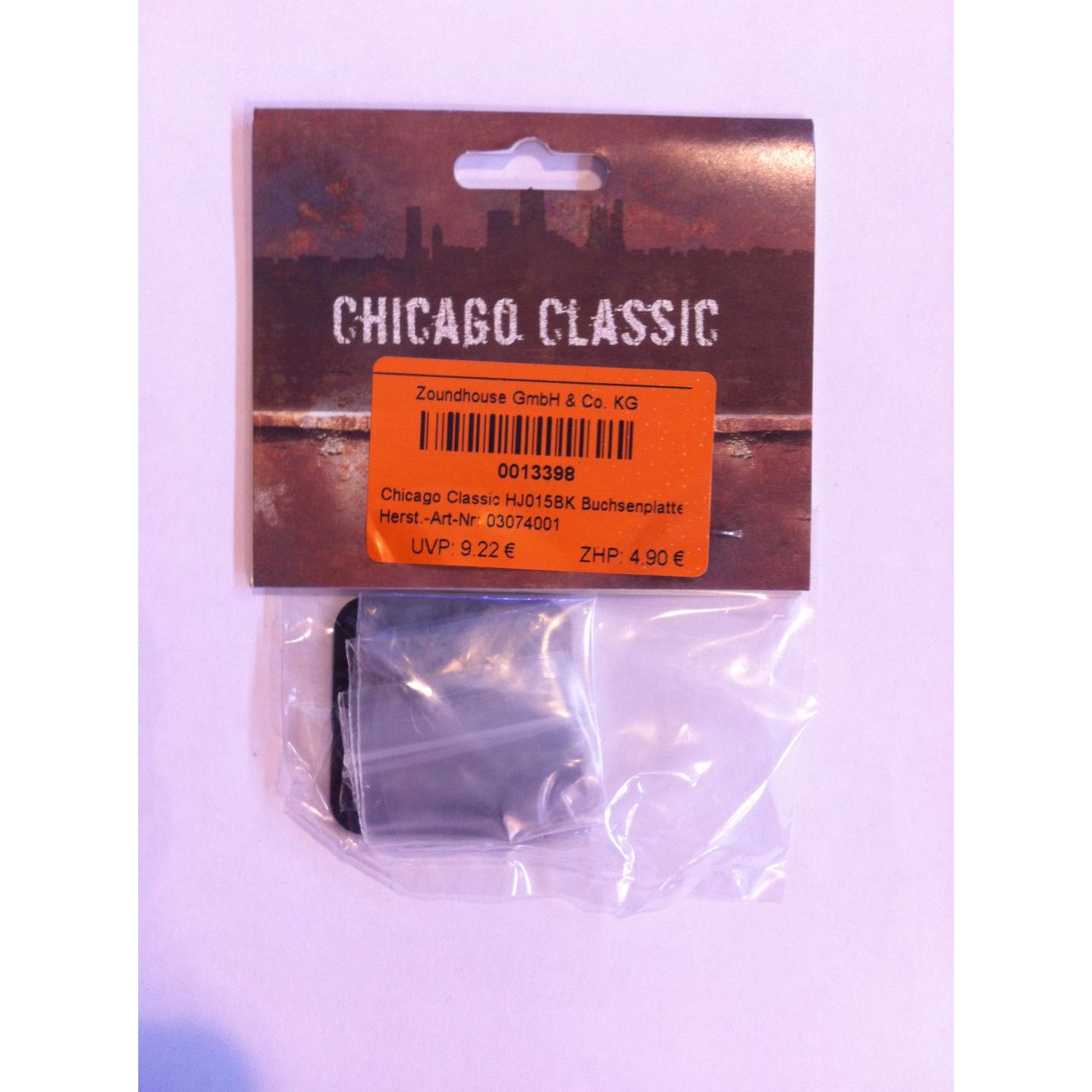 HJ015BK Buchsenplatte, black, LP-style Metall, 35,2x35,2mm