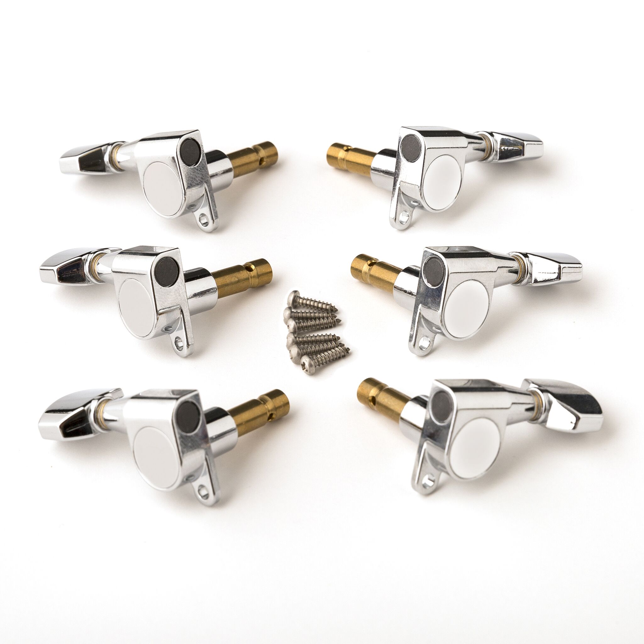 Phase II Locking Tuner, (set of 6), CHROME w/Chrome Buttons