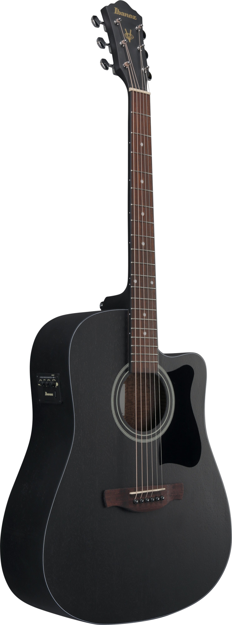 V44CE-WK Westerngitarre Weathered Black Open Pore