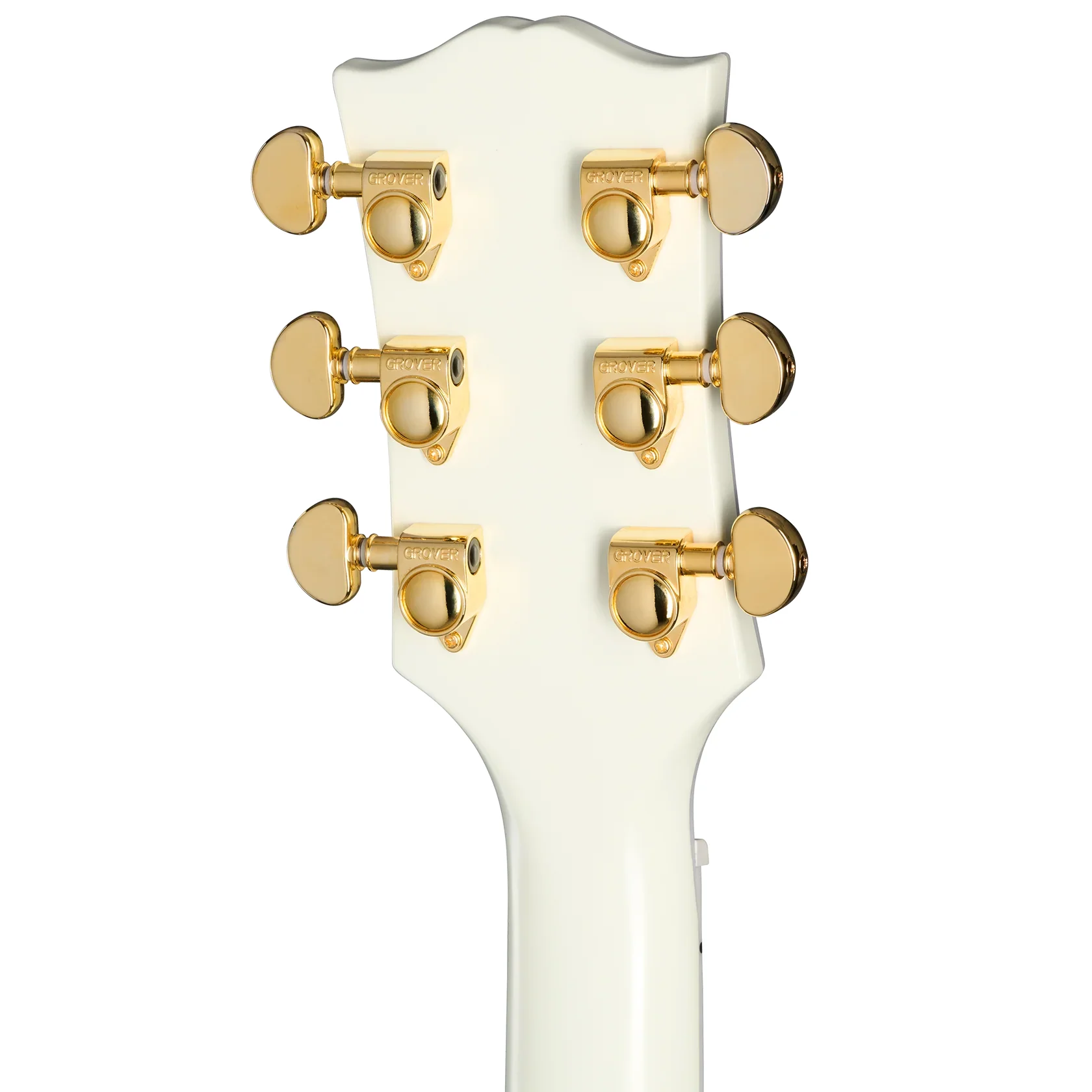 Epiphone 1963 Les Paul SG Custom Maestro Vibrola White Kopf Rückseite mit Schrauben der Mechaniken