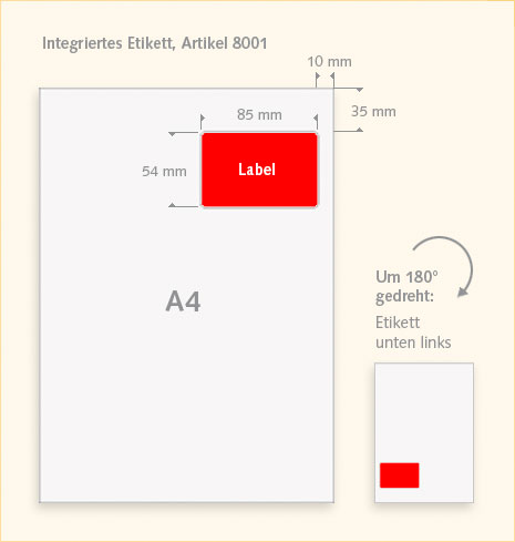 1037272 8001 - DIN A4, 80 g/qm Papier mit integriertem Etikett - 600 Stück