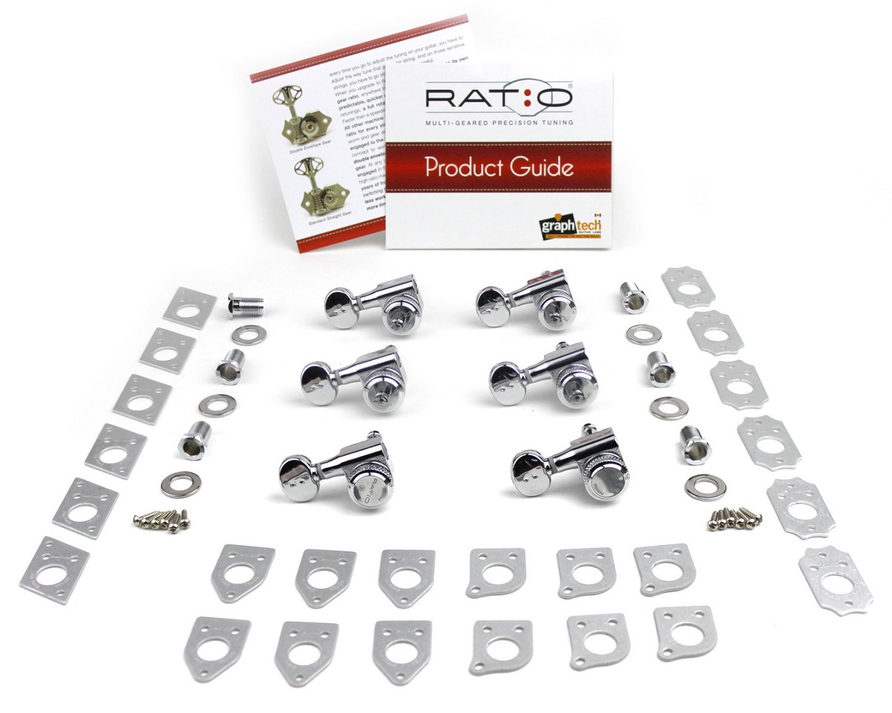 PRL-8731-LC0 Ratio Electric Locking Machine Heads, 6-in-Line, Lefthand, Treble Side (Right) - Chrome